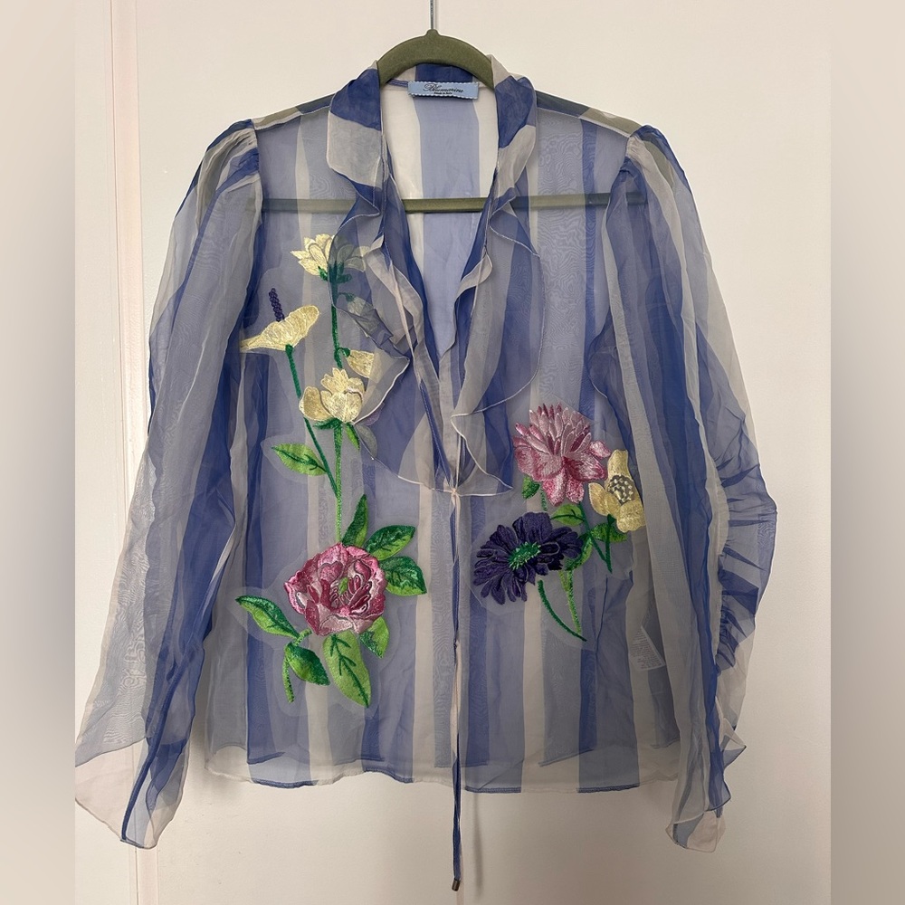 Blumarine Floral silk Sheer Blouse - Picture 10 of 16